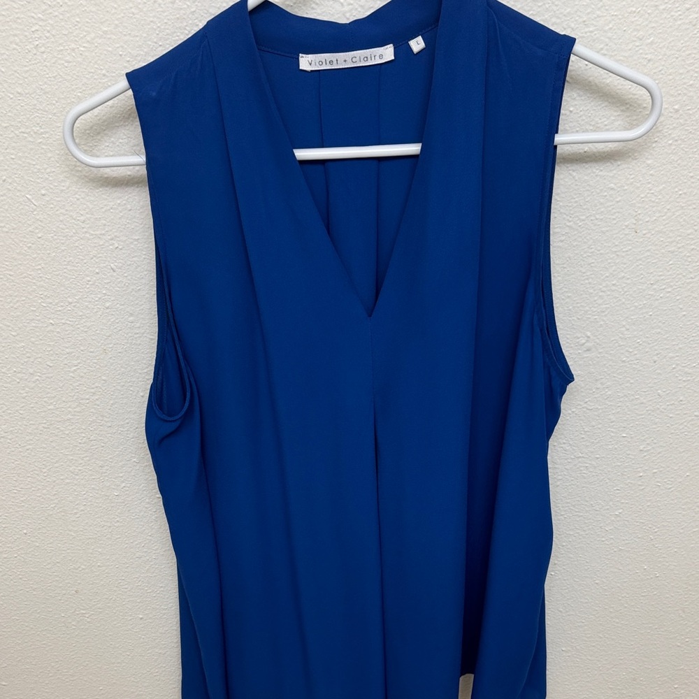 Violet & Claire Women's Deep Blue V-Neck Blouse